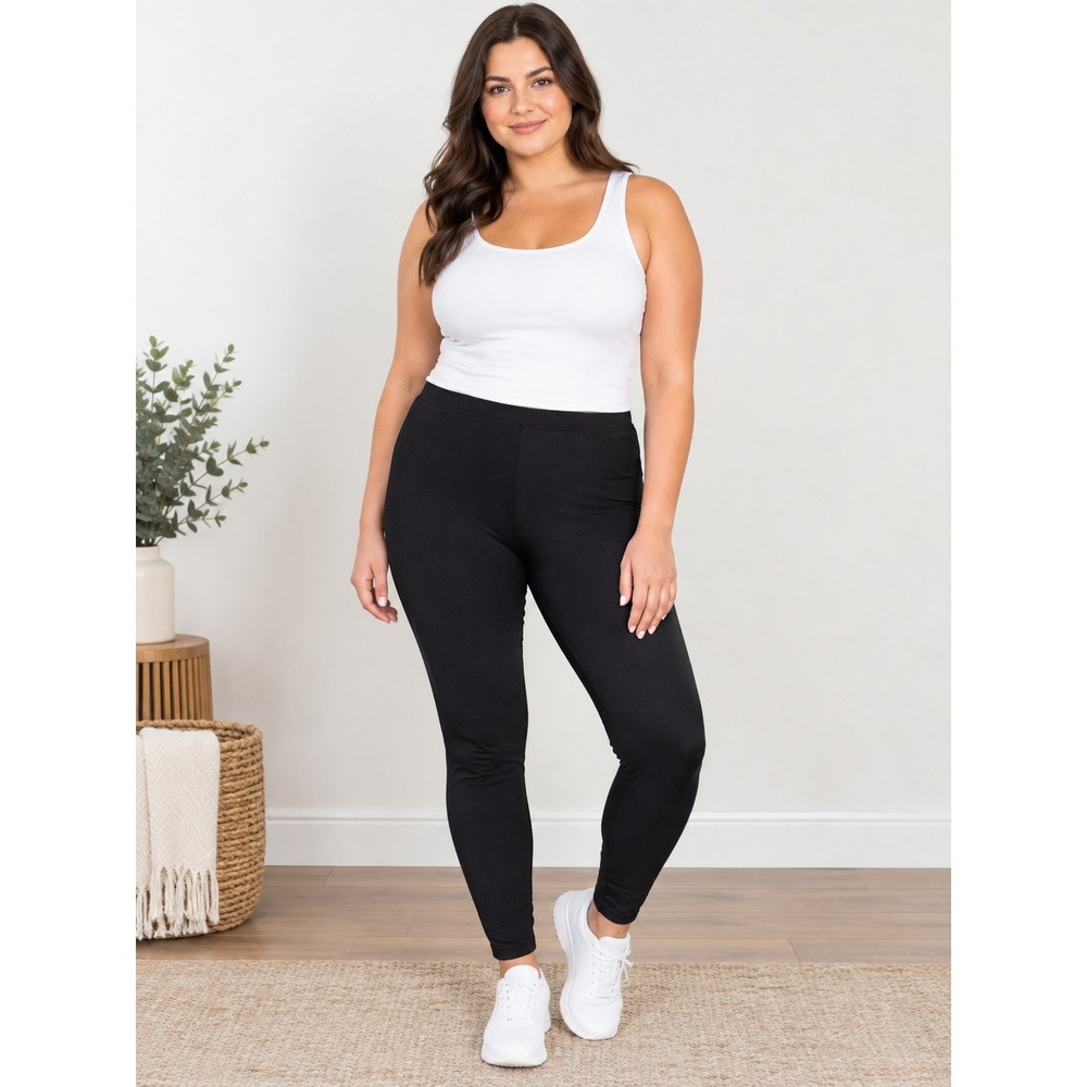 Peony & Moss Leggings Women M/L Black NWT Solid Stretch Activewear Loungewear